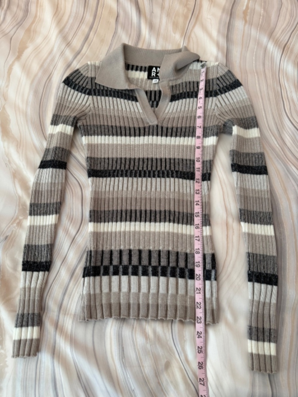 Women's Alp N Rock Luisa Polo Sweater Striped "Stone" Color Stretchy Sz XS $258 - Picture 11 of 14